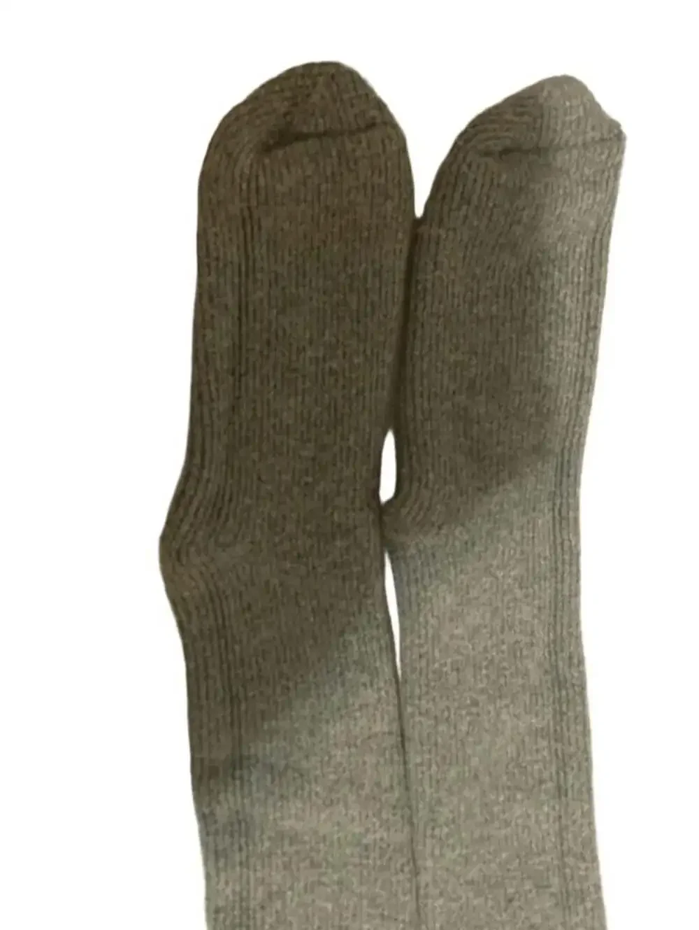 Chunky Knit Wool Ribbed Over-The-Knee Long Socks-Olive Green